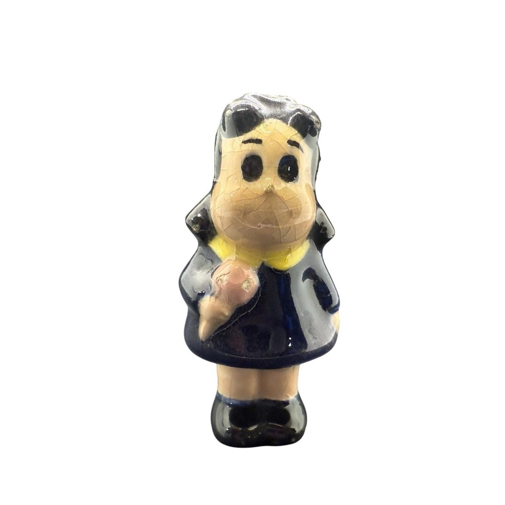LITTLE LULU‎ - VINTAGE 3" Ceramic Comic Book Figurine In RARE BLUE DRESS